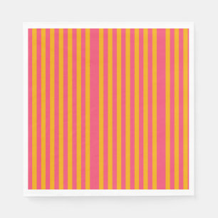 Hot Pink and Orange Vertical Stripes Pattern Napkin