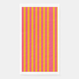 Hot Pink and Orange Vertical Stripes Pattern Napkin