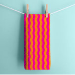 Hot Pink and Orange wavy stripes Tea Towel<br><div class="desc">Crafted from absorbent and durable fabric, this tea towel not only brightens up your kitchen space but also proves to be a functional asset, perfect for drying dishes or wiping countertops. This vibrant and playful hot pink and orange striped pattern is sure to brighten and liven up your space, making...</div>