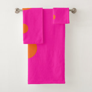 Hot Pink And Orange Yin Yang Bath Towel Set