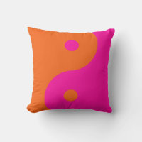 Hot Pink And Orange Yin Yang Throw Pillow