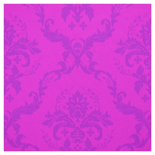 Hot Pink And Pink Floral Damasks Fabric (Swatch)