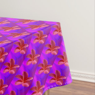 Hot Pink And Purple Frangipani Pattern, Tablecloth