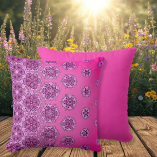 Hot pink and purple pattern cushion