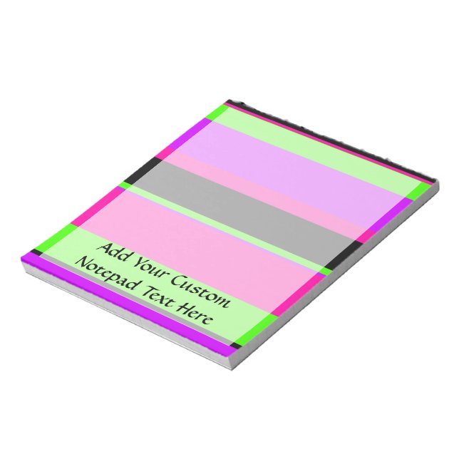 Hot Pink and Purple Tonal Stripes Modern Design Notepad (Rotated)