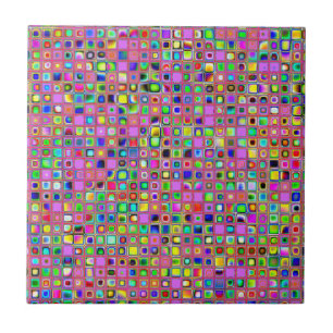 Hot Pink And Rainbow Colours Mosaic Tiles Pattern
