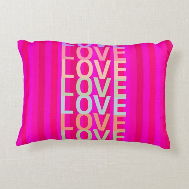 Hot Pink and Red "LOVE" Decorative Cushion (Back)