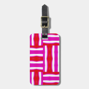 Hot Pink and Red Stripe Luggage Tag