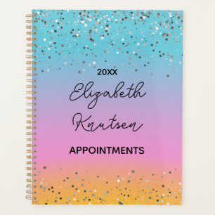 Hot Pink and Silver Glitter Personalized 2024  Planner