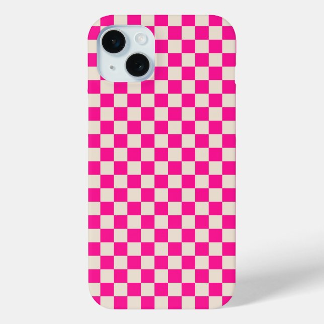 Hot pink and tan chequerboard pattern Case-Mate iPhone case (Back)