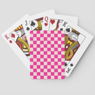 Hot pink and tan chequerboard pattern playing cards