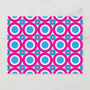 Hot Pink and Teal Polka Dots Pattern Postcard
