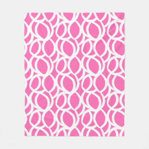 Hot Pink and White Abstract Line Pattern Fleece Blanket