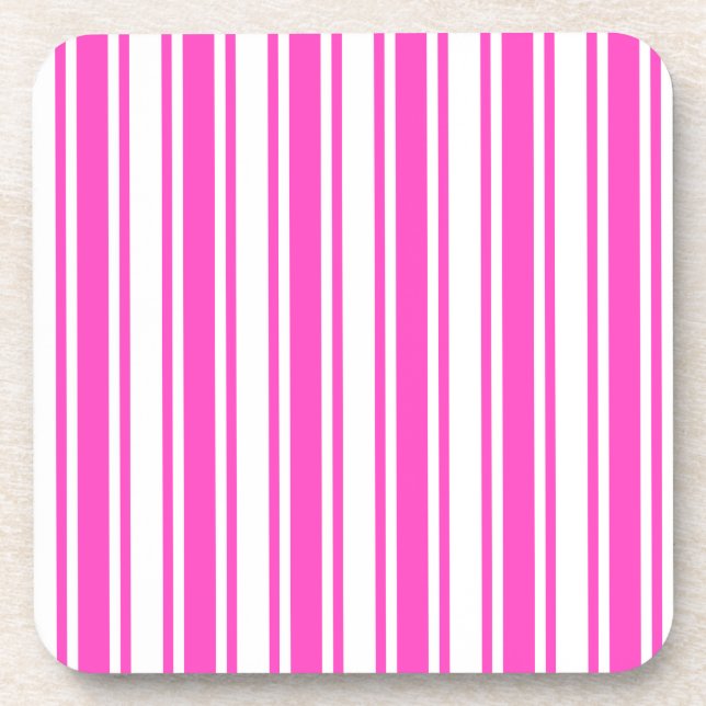 Hot pink and white candy stripes coaster (Front)
