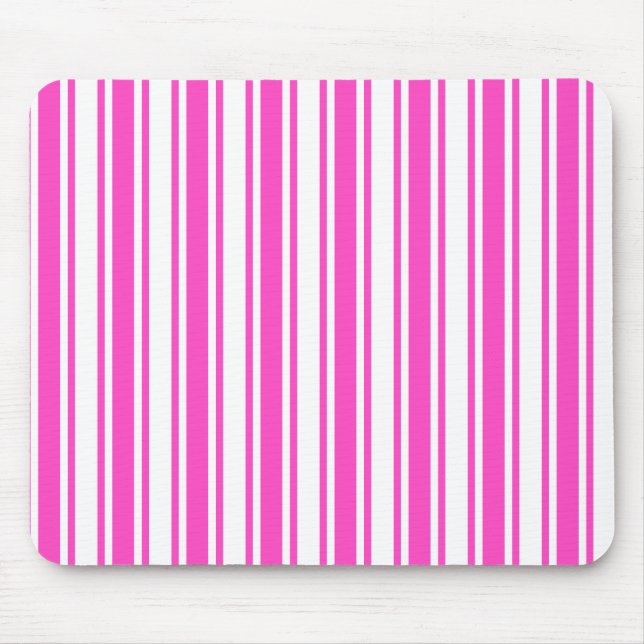 Hot pink and white candy stripes mouse pad (Front)