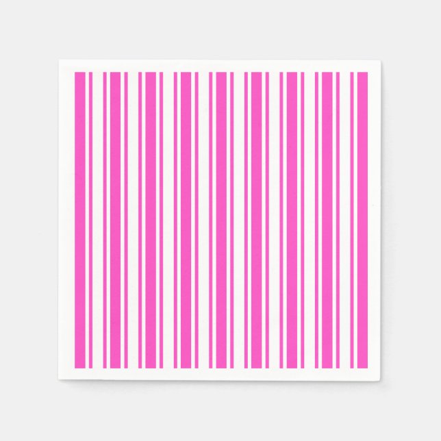 Hot pink and white candy stripes napkin (Front)