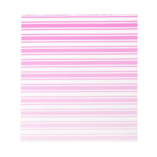 Hot pink and white candy stripes notepad (Front)