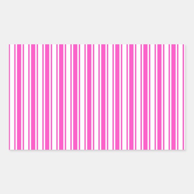 Hot pink and white candy stripes rectangular sticker (Front)