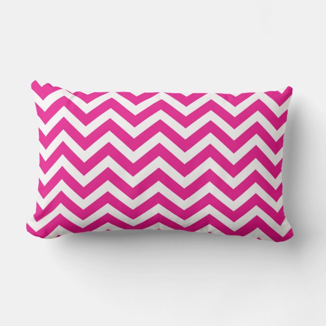 Hot Pink and White Chevron Pattern Lumbar Cushion (Front)