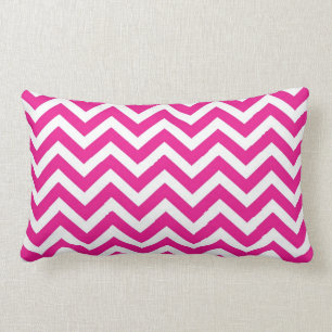 Hot Pink and White Chevron Pattern Lumbar Cushion