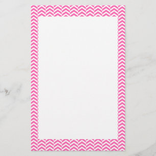 Hot Pink and White Chevron Pattern Stationery