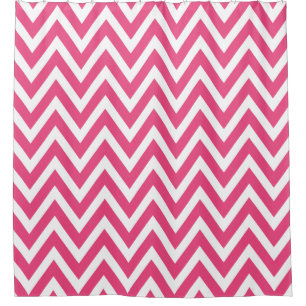 Hot Pink and White Chevron Shower Curtain