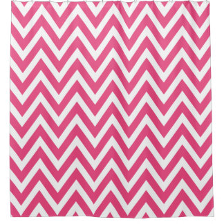 Hot Pink and White Chevron Shower Curtain