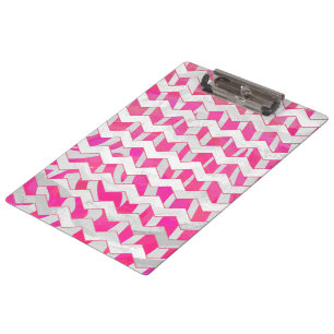 Hot Pink and White Chevron Zebra Clipboard