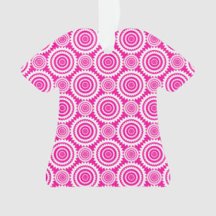 Hot Pink and White Geometric Kaleidoscope Pattern Ornament