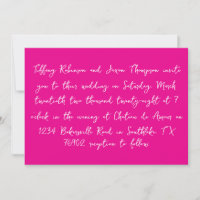 Hot Pink and White Handwriting Style Wedding