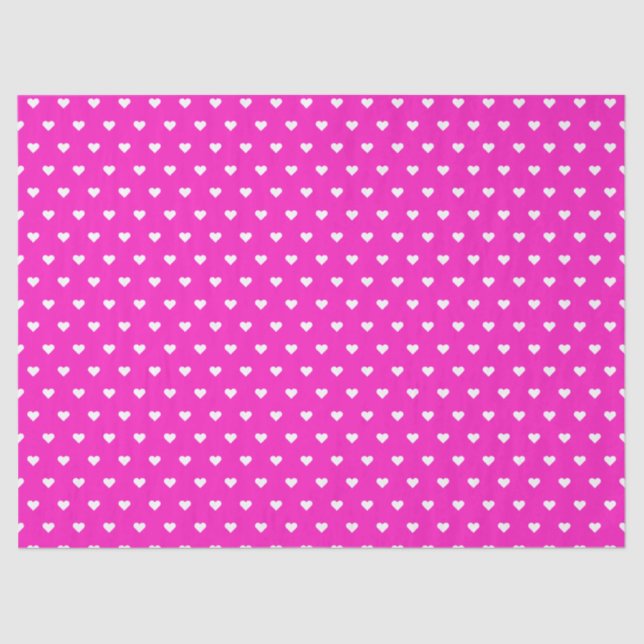 Hot Pink and White Hearts | Custom Tissue Paper (Front)