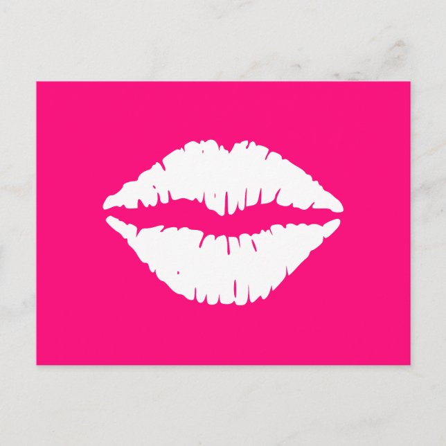 Hot Pink and White Lipstick Postcard (Front)