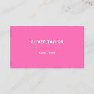 Hot Pink And White Minimalist Custom Name Text Business Card