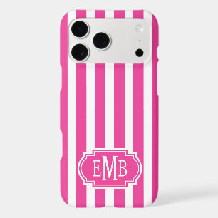 Hot Pink and White Monogrammed Stripes