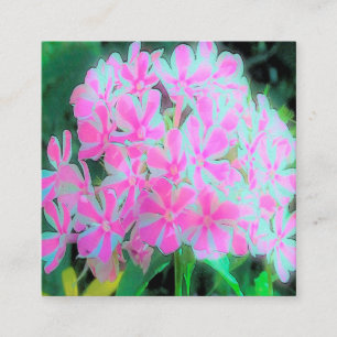 Hot Pink and White Peppermint Twist Flower Square Business Card