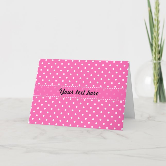 Hot Pink and White Polka Dot Pattern Card (Front)