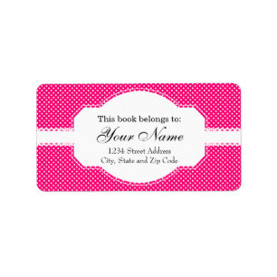 Hot Pink and White Polka Dot Pattern Label