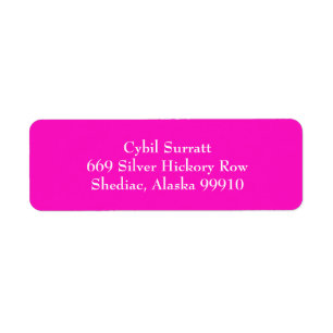 Hot Pink and White Simple Return Address Labels