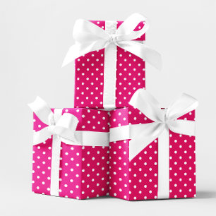 Hot Pink and White Small Polka Dot Wrapping Paper