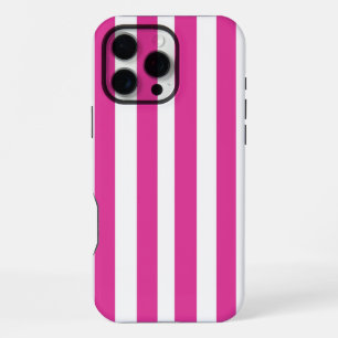 Hot Pink and White Stripes iPhone 16 Pro Max Case