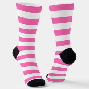 Hot Pink and White Stripes Socks