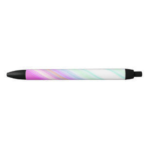 Hot Pink and White Strips Black Ink Pen