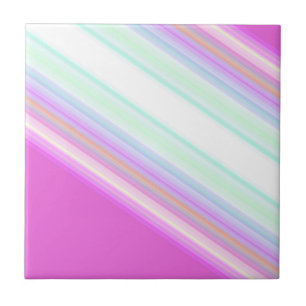 Hot Pink and White Strips Tile