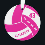 Hot Pink and White Volleyball 4 | DIY Name Ornament<br><div class="desc">Volleyball Ornament ready for you to personalise. More colours are available if you can't find your colours, please contact me. ✔NOTE: ONLY CHANGE THE TEMPLATE AREAS NEEDED! 😀 If needed, you can remove some of the text and start fresh adding whatever text and font you like. 📌If you need further...</div>