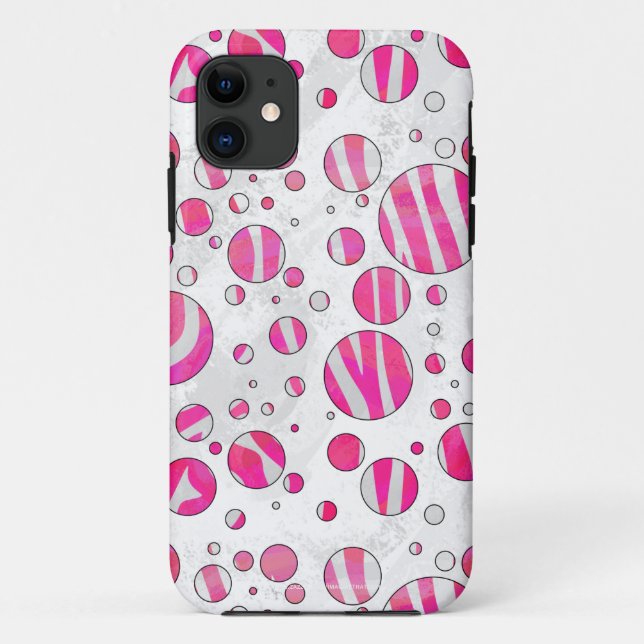 Hot Pink and White Zebra Polka Dots Case-Mate iPhone Case (Back)