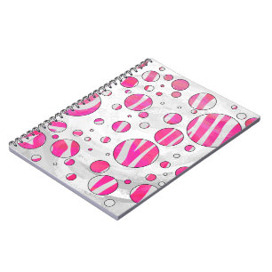 Hot Pink and White Zebra Polka Dots Spiral Notebook