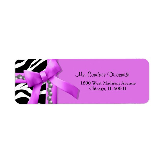 Hot Pink And White Zebra Striped With Silver Gems (Front)