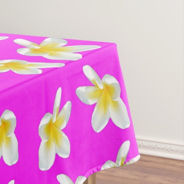 Hot Pink And Yellow Frangipani Pattern, Tablecloth (In Situ)