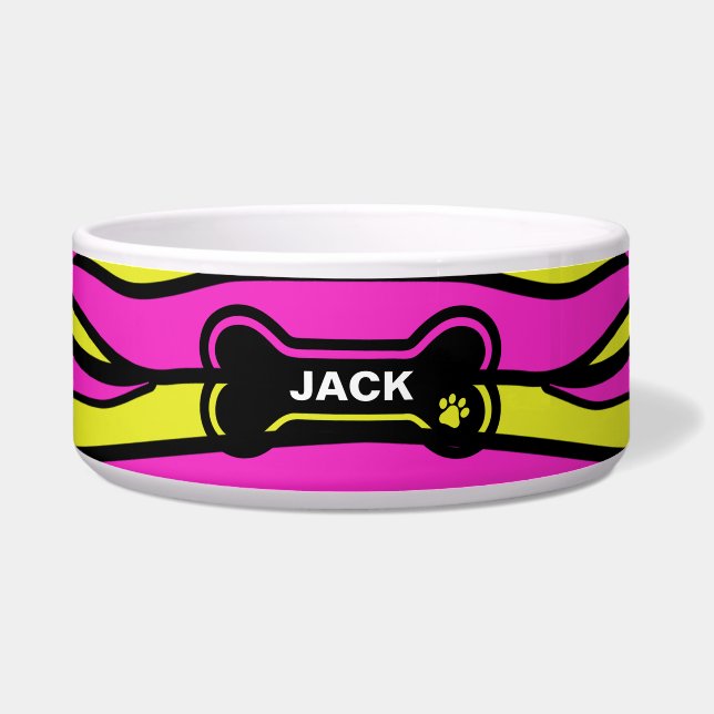 Hot Pink and Yellow Personalised Dog (Front)