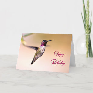 Hot Pink Anna's Hummingbird Photo Birthday Card
